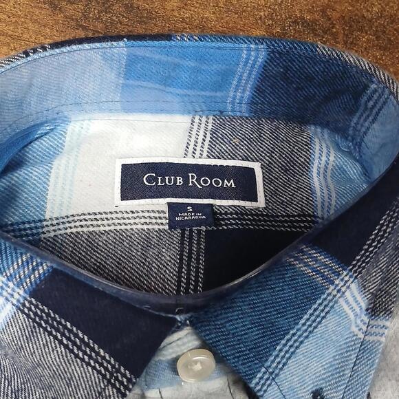 Club Room Men's Blue Flannel Button Up Shirt Size Small - Picture 4 of 6